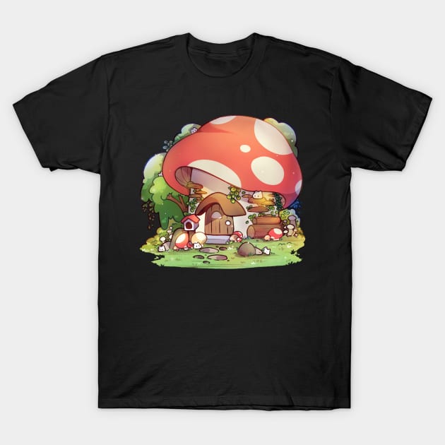 Mushroom Cottage T-Shirt by Cremechii